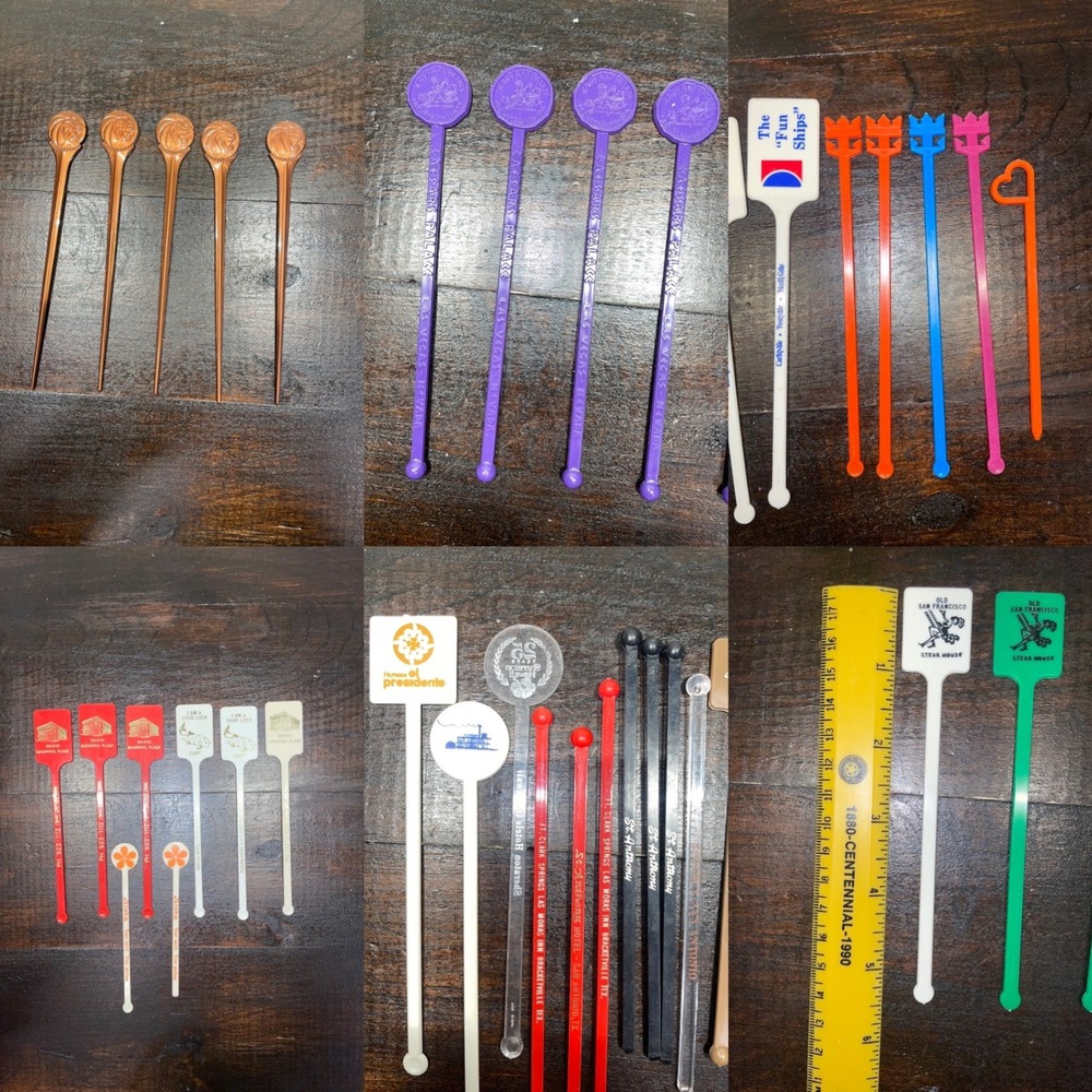 Vintage Swizzle Sticks Lot Cocktail Stirrers Caesars Palace San‎ Francisco
